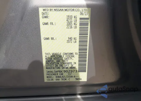 2013 Nissan Altima 2.5 S z USA, uszkodzony, nr VIN 1N4AL3AP9DC902973